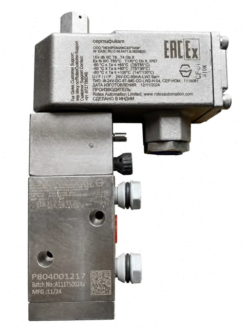 Rotex 51450V02LW series solenoid valve assembly, front view