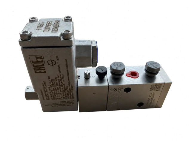 Rotex 51450V02LW series solenoid valve assembly, angled view